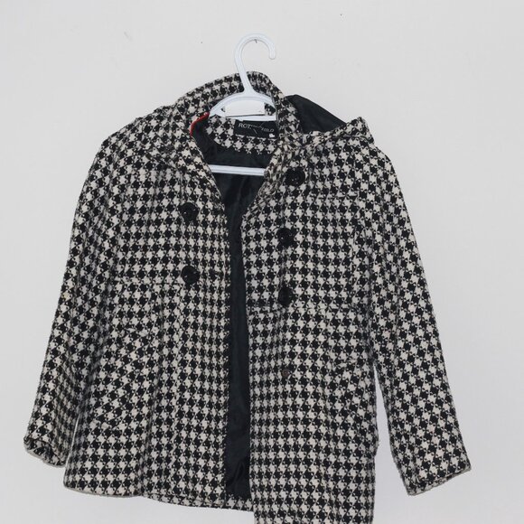 Rothschild Kid winter jacket with hood Black and white checkered pattern - Picture 1 of 5